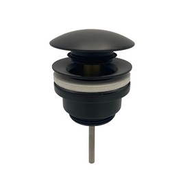 Universal Click Clack Basin Waste, Fits Sinks with or Without Overflow, Push Button Pop-Up Drain, 1.1/4" Standard Connection - With Freeflow Adaptor (Matt Black)