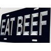 Silver Engraved Eat Beef Black Car Tag Diamond Etched Metal