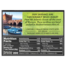 Crown Prince, Skinless & Boneless Sardines in Olive Oil, 3.75 oz