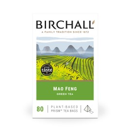 Birchall Tea Bags, Mao Feng Green Tea, Antioxidants Green Tea Bags Bursting with Full Flavour, Perfect Vegan Tea Gifts, Pack of 80 Plant-Based Prism Tea Bags
