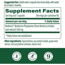 MegaFood Berberine Phytosome - Berberine Supplement 550 mg Per Serving, 1100 mg Daily - 9X Absorption - Supports A Healthy Metabolism & Cholesterol Levels - Vegan - 60 Capsules, 30 Day Supply
