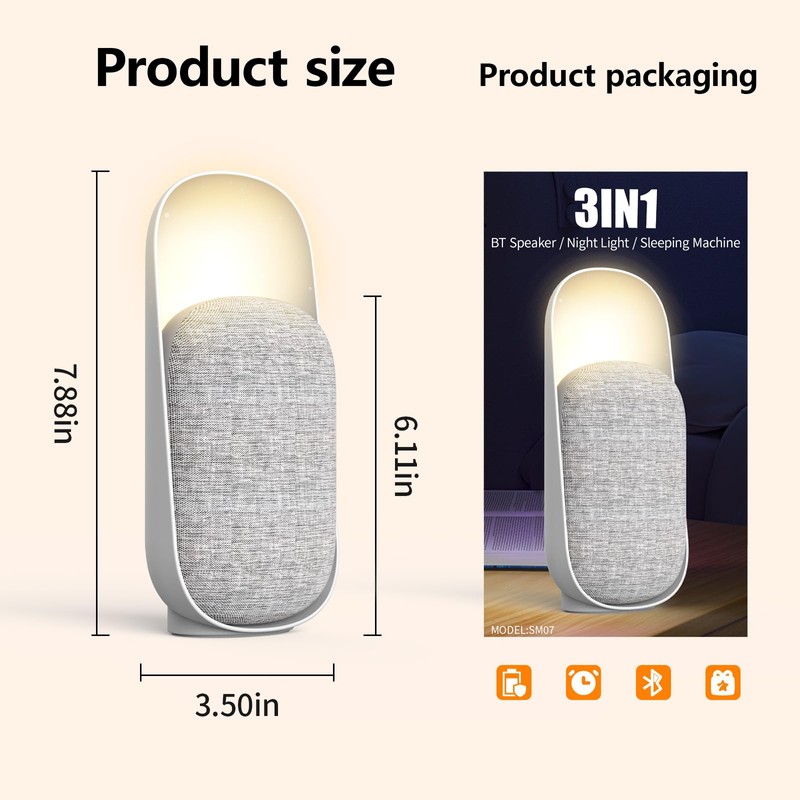 Gemmac 3 in 1 Bluetooth Speaker + Night Light +