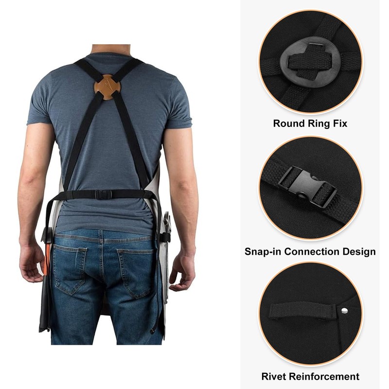 sourcing map Cooking Chef Apron 27"x34" Canvas Cotton Adjustable Cross