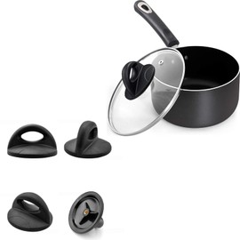 couponhub 3pcs Pot Lid Handle Replacement, 3 inch Reusable Stainless Steel Crock Pot Lid, Universal Lid Parts for Kitchen Cookware, Portable Home Gadgets(Black)