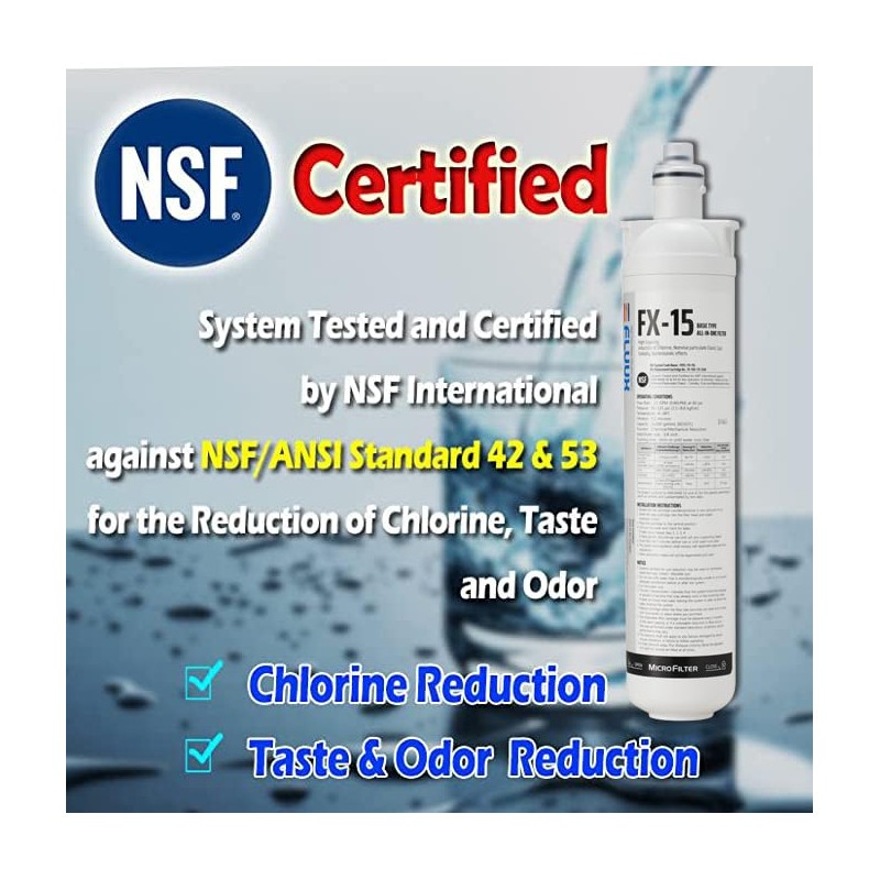 2Pack,Microfilter FLUUX FX-15,Hybrid cartridge,NSF Certified,Under Sink Water Filter System, Compatible