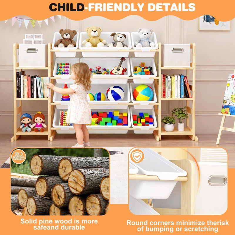 MICZG Extra Large Toy Storage Organizer for Kids - 3-in-1