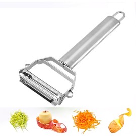 Julienne Peeler Stainless Peelers for Kitchen Tools - 2-in-1 Vegetable and Potato Peeler, Ultra Sharp No-Rust Stainless Steel with Anti-Slip Handle, Perfect for Veggies and Fruits