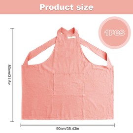 YDAKGUEY Cotton Canvas Apron with 2 Pockets, Kitchen Cooking Apron for Unisex Women Men Aprons Strap Cross Back Aprons for Kitchen Baking Painting Housework - Pink
