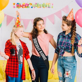 SKJIAYEE "BIRTHDAY BADDIE Sash, Funny Black Silver Glitter Birthday Sash for Women and Men Birthday Party Favors Decorations Supplies Accessories, Great for Any Birthday Gifts Ideas