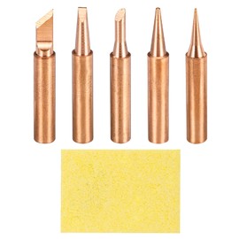 MECCANIXITY 1 Set 900M Soldering Iron Tips Copper Non-magnetic Welding Head with Cleaning Sponge Pad Replacement for Solder Station Tip (I+B+K+3C+2.4D)
