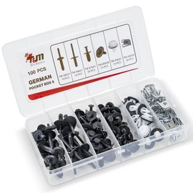 T&M TECHNICS® Box of 100 Universal Fasteners, Clips, Clips and Plastic Rivets for German Cars and Motorcycles - Set for Door Trim Bumper Grille German Pocket Box 5