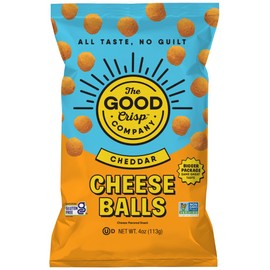 The Good Crisp Company, Cheddar Cheese Balls, 4 Ounce Bags (Pack of 8)