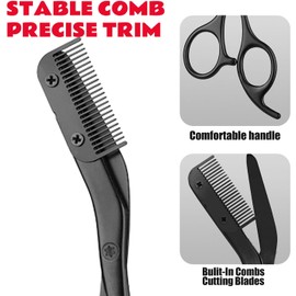 Kit de tijeras de aseo facial, de acero inoxidable con peine, cortador de cejas de precisión profesional, tijeras de corte de cejas con peines, perfectas para regalos para hombres y mujeres