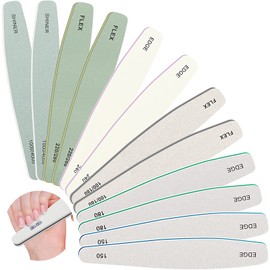 CGBE Pack of 12 Nail Files, Double-Sided Washable for Gel Nails, Acrylic Nails and Natural Nails, Professional Nail Files Set for Manicure, Nail File 100/150/180/220/240/280/1000/4000 Grit