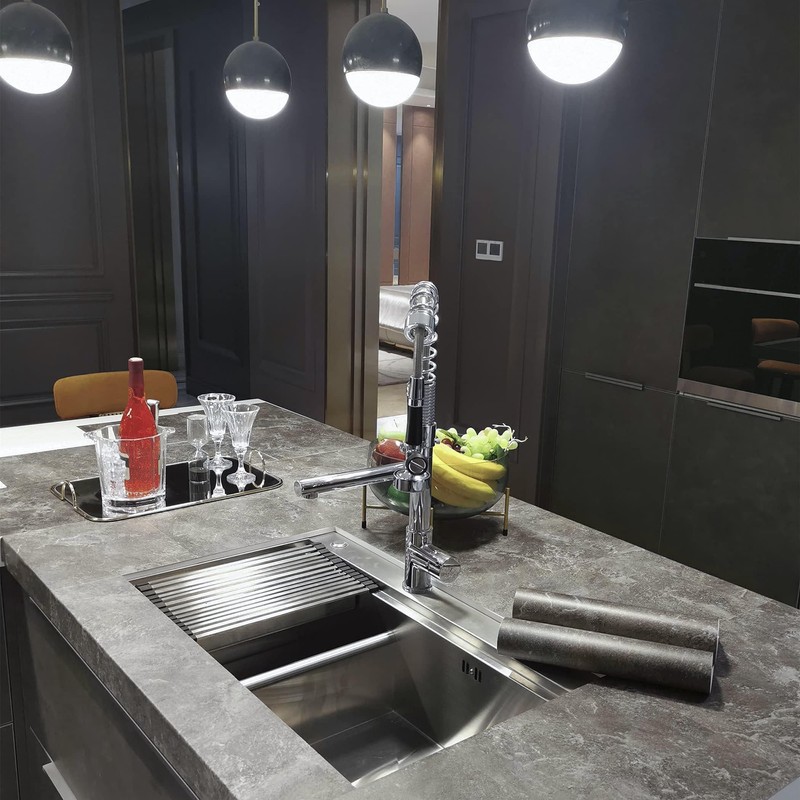 Peel and Stick Floor Tile Dark Gray Marble Vinyl Flooring