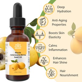 Relaxcation Marula Oil – Cold Pressed Organic Oil from Sclerocarya Birrea Seeds | Pure Extract for Hair, Face, Nail & Body | Unrefined, Vegan, Hydrating, Travel Size Glass Bottle 1 oz