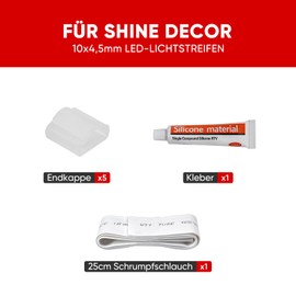 Shine Decor End Cap Pack of 5 for AC 220 V 230 V Flexible 10 x 4.5 mm LED Light Rope