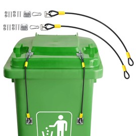Dexspoeny 2PCS Trash Can Lid Lock Outdoor Garbage Can with Lid for Animals Stop from Rummaging Trash Can with Locking Lid Garbage Can Lock Durable Braided Wire Rope