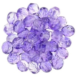 Czech Bead, 50 Czech Fire Polished Blue Violet 6mm Round Glass Beads with 0.8mm Hole