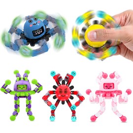 5 Pcs Transformable Fidget Spinner Toys for Kids, Stress Relief Sensory Toys for Autism ADHD, Birthday Party Favors, Easter Basket Essentials, Classroom Prizes, Stocking Stuffers for Boys Girls