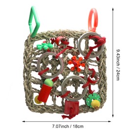 Litewoo Bird Climbing Net Straw Braid Rope Net Hammock Ladder Bird Toy Rope Hanging Foraging Wall (18X24cm/7X9.4 inch) …