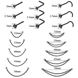 Nose Piercing Chain Across Nose Nostril Jewelry with Cubic Zirconia Nose Ring for Women Men Stainless Steel High Nostril Bridge Nose Cartilage Chain, Stainless Steel, cubic zirconia