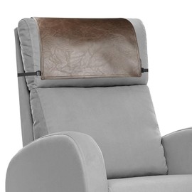 NZDWZDN Headrest Cover for Recliner Chair Recliner Headrest Protector Faux Leather Headrest Cover with Elastic Straps 17 x 27In (Brown)