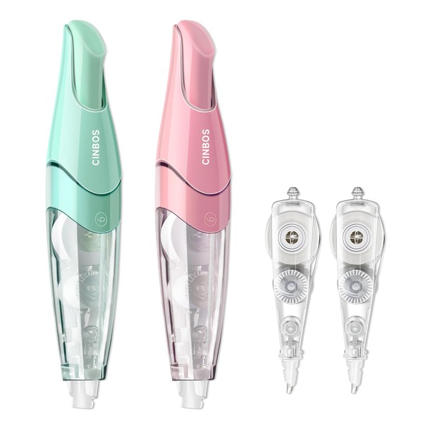 CINBOS Refillable Retractable White Correction Tape, White Smooth Pull Out