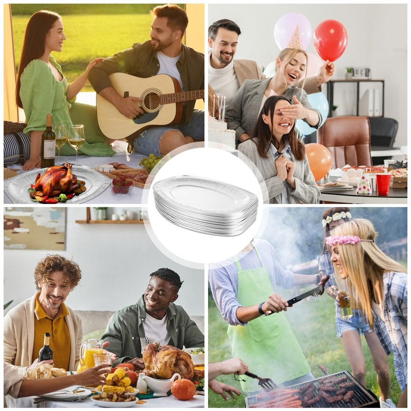 ASelected 20Pcs Aluminium Foil Party Platters 35.2X24.7X24Cm Tin Foil Trays