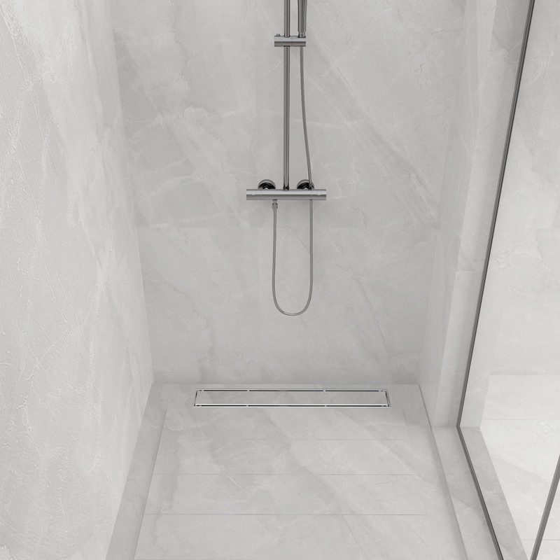 24-Inch Linear Shower Drain with Tile Insert Grate, SUS 304