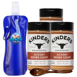 Kinder’s Premium Blend Seasoning – Three (3) 5 oz Bottles – All-Purpose Rub for Grilling, Cooking & Roasting – No MSG, Gluten-Free, Non-GMO – Includes Collapsible Bottle & Wooden Spoon (Total 15 oz) ( Hickory Brown Sugar )