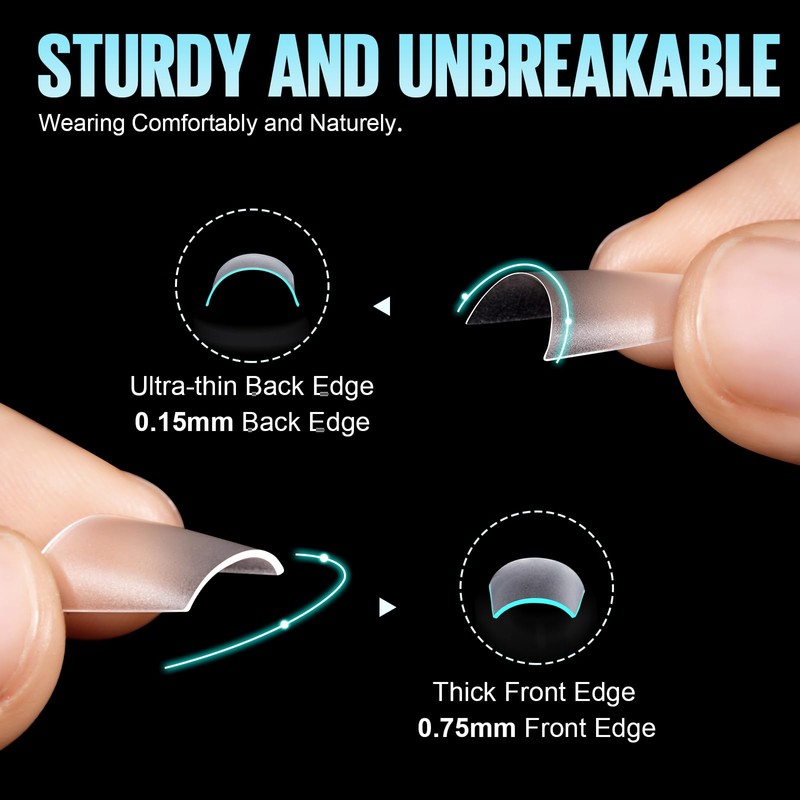 TOMICCA Short Coffin Nail Tips, Acrylic Half Cover Nail Tips