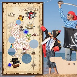 Blulu Pirate Bean Bag Toss Game with 3 Bean Bags for Kids' Halloween Pirate Theme Party Decorations