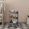 3-Tier Rolling Metal Storage Organizer,Mobile Utility Cart,Kitchen Storage Carts with