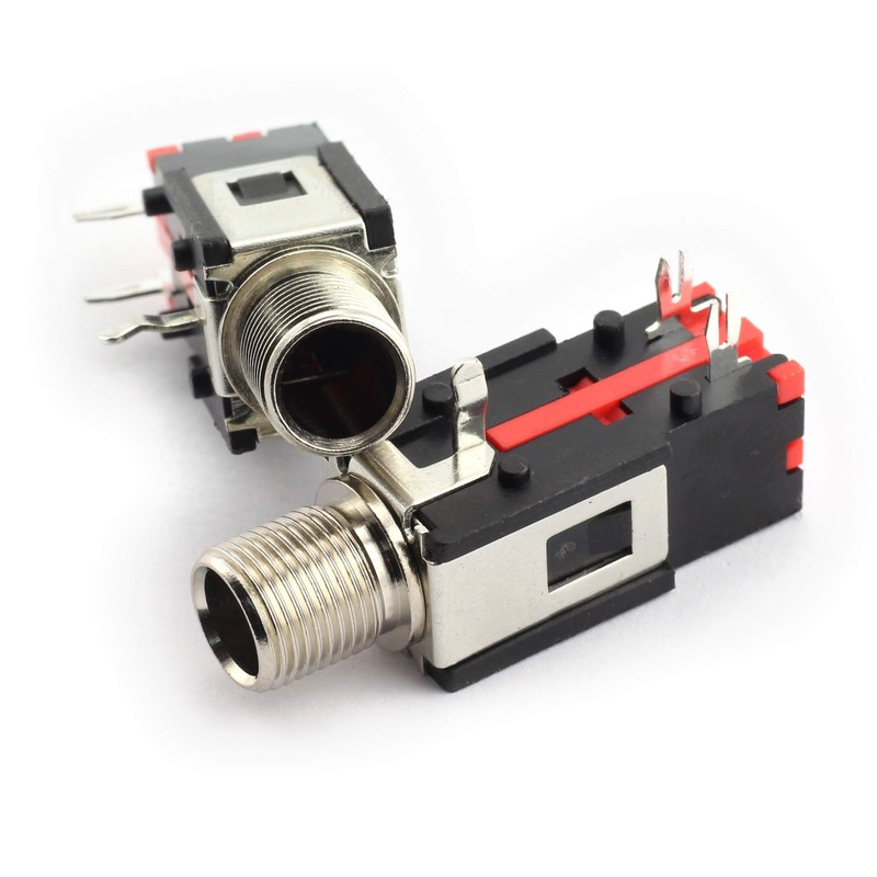 Tegg 2pcs 6.35mm Headphone Socket 2Pin Panel Mount Thread Lock