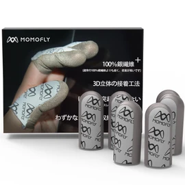 MOMOFLY Silver Fiber Fabric, Improved Seams Finger Sack, Smartphone Game, Yubisaku Mobile Class Game/Shooting Game, 10 Pieces, 0.02 inch (0.5 mm), Ultra Thin, Ultra Sensitive, Hands-Sweat Protection,