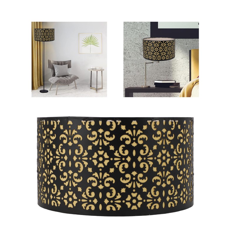 Metal Barrel Lampshade Hollow Exquisite Wrought Iron Lamp Shade with