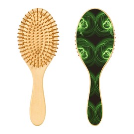 Paddle Brush Hair Brush, Round Wooden Pins Air cushion comb, Scalp massages Detangling Hair Hairbrush for Smoothing Hair Print St.Patrick's Day Shamrock Irish Lucky Clover Leaves