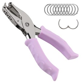 Oligei Single Hole Punch, 8 Sheet Capacity Hole Puncher, Paper Punch with 10P Binder Rings, Hole Puncher for Crafts, Scrapbooks (Purple)