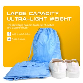 Synvicovan 11 x 14 Inch Anti-static Cleanroom Drawstring Bag,tool Bag for Work & Travel（Blue）