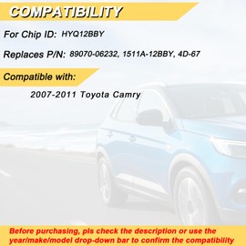 Vurkcy Key Fob Replacement for 2007-2011 Toyota Camry Car Keyless Entry Remote Control, HYQ12BBY, 4 Buttons, 2Pcs