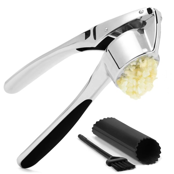 CUNSENR Garlic Press with Silicone Peeler & Brush - Premium