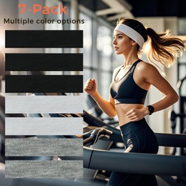 7-Pack Non-Slip Stretch Headbands for Women & Girls - Ultra-Soft Elastic Hair Bands for Yoga, Running, Gym, Workout & Spa. Sweat-Wicking Sports Headbands with Breathable Lining & Seamless Fit