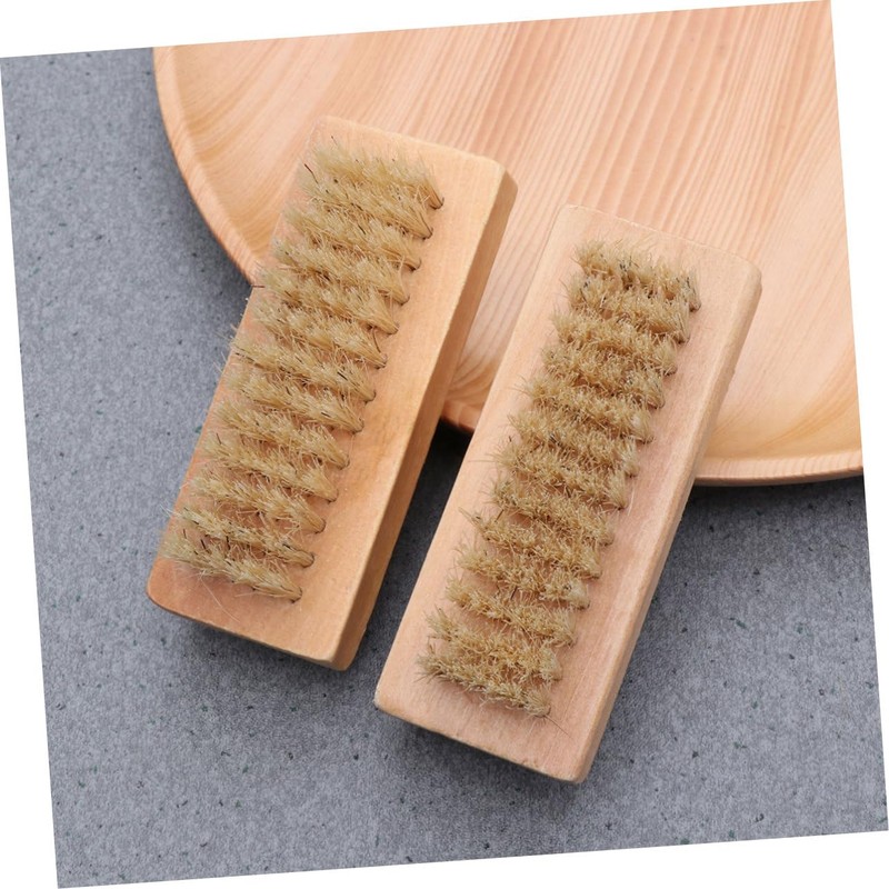 Baluue 4pcs Double Sided Nail Brush Wooden Manicure Brush for