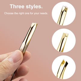 3Pcs Eyebrow Tweezers Set, Professional Stainless Steel Slant Tweezer