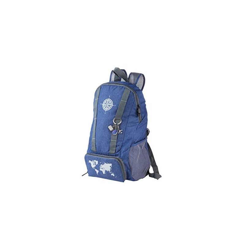 TROIKA WELTENBUMMLER -TB-RUC45/DB Foldable Daypack, Lightweight Mesh Pockets on Both