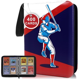 Baseball Card Binder 4 Pocket – PU Cover Trading Card Binder for 400 Cards, Double Sided Pocket Toploader Binder, Collector Album for Sports, MTG, TCG, Game Cards