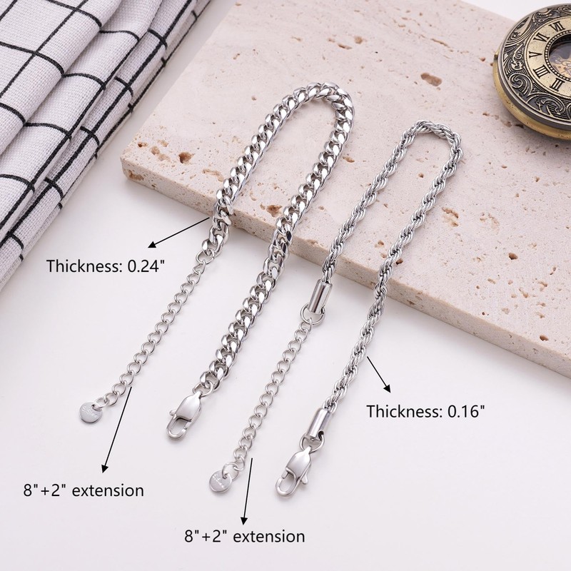 Kvekstio To My Husband Gifts - 2PC Figaro Cuban Chain