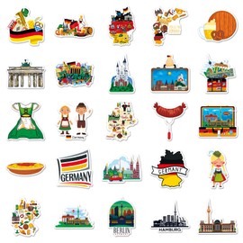 Germany Stickers for Laptop(50 Pcs),Gift for Kids Teens Adults Girl,Germany Waterproof Stickers for Water Bottle,Vinyl Stickers for Scrapbook,Journal,Dairy,Skateboard