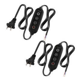 Lamp Dimmer Switch with Cord, Plug-in Dimmer 110-120V Indoor Timer Power Cable with Four Button, Set 2H/4H/8H Automatic Light Switch Timer, 2 Pack